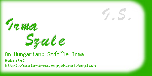 irma szule business card